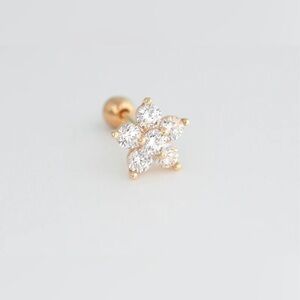 Dazzle Flower earring 14K gold screw back